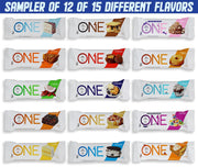 One Bars Protein Variety Sampler | 12 Pack of 15 Flavors High Snack 20g Per Bar And Only 1g Of Sugar Niro Assortment 25.44 Ounce