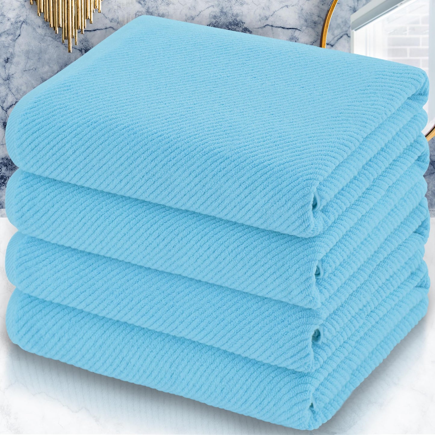 VOOVA & MOVAS Bathroom Hand Towels Set of 4, Large 18"x28" - 100% Cotton | Quick Dry | Light Weight | Thick | Soft | Absorption, Luxury Hand Towels for Showering, Hot Pink Bathroom Decor