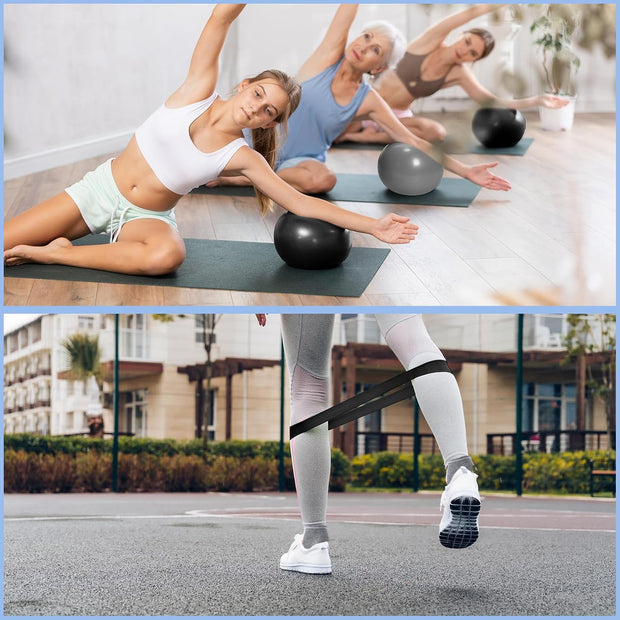 Poen Home Pilates Kit for Women Pilates Equipment Ring and Ball Set with Stretching Strap 8 Resistance Bands Non Slip Socks Gym Back Bags Exercise Equipment for Workout