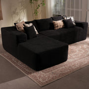 114" Boneless Couches for Living Room, Brown Faux Leather Cloud Sectional Couches with Chaise, Deep Seat L Shaped Modular Sofa, No Assembly Required Sofas in a Box (Right,Faux Leather,Brown)