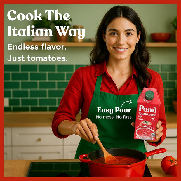 Pomì Tomato Sauce 17.64oz (Pack of 12) - Creamy, Velvety Italian Sauce with a Touch of Salt, No Additives or Preservatives - Made from 100% Fresh Italian Tomatoes, BPA-Free Carton