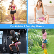 PreCut Kinesiology Tape for Knees, 12 PCS Waterproof KTQUICK Knee Tape for Knee Pain Relief Pre Cut, Original Cotton Athletic Knee Tape, Waterproof & Hypoallergenic Latex-Free for Sports (Black)