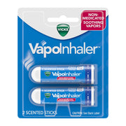 Vicks VapoInhaler, On-the-Go Portable Nasal Inhaler, Non-Medicated, With Refreshing Vicks Vapors, Menthol Scent , 2 Scented Sticks