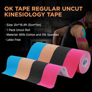 OK TAPE Kinesiology Tape, Regular Original Cotton Elastic Athletic Tape for Support and Recovery, Sports Tape, 2in×16.4ft Uncut Roll - Pink