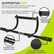ProsourceFit Heavy Duty Doorway Mount Pull Up/Chin-Up Bar, Adjustable with Foam Grips for Home Workouts