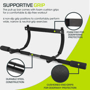 ProsourceFit Heavy Duty Doorway Mount Pull Up/Chin-Up Bar, Adjustable with Foam Grips for Home Workouts