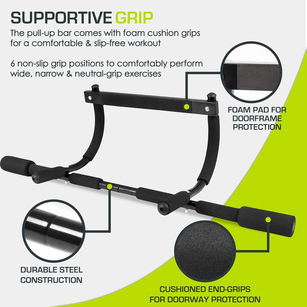 ProsourceFit Heavy Duty Doorway Mount Pull Up/Chin-Up Bar, Adjustable with Foam Grips for Home Workouts