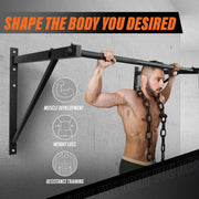 Yes4All Multi-Grip Wall Mount Pull-Up Bar, 16 Inches & 24 Inches Reversible Stud and Wall Compatibility Mounted Pull Up Bar Design, Solid Construction Strength Training