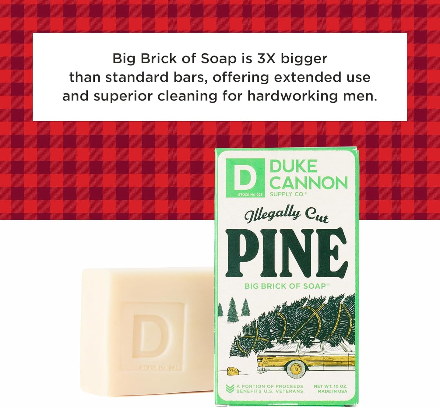 Duke Cannon Supply Co. Big Brick of Soap Bar for Men Holiday Edition - Illegally Cut Pine (Fresh Cut Pine Scent), 10 oz. (1 Pack)