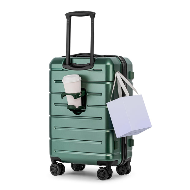 KYME 26 Inch Luggage TSA Approved Hard Shell Suitcases with Spinner Wheels Durable Medium Travel Checked Luggage with Cup Holder for Women Men Pink