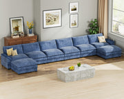 Homall 119" Modular Sectional Sofa, L Shaped Sofa Couch with Reversible Ottoman, DIY Combination Chenille Deep 3-Seat Cloud Couch for Living Room, Apartment (Light Grey, L Shaped Sofa)