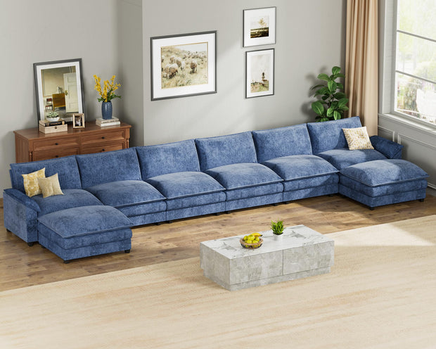 Homall 119" Modular Sectional Sofa, L Shaped Sofa Couch with Reversible Ottoman, DIY Combination Chenille Deep 3-Seat Cloud Couch for Living Room, Apartment (Light Grey, L Shaped Sofa)