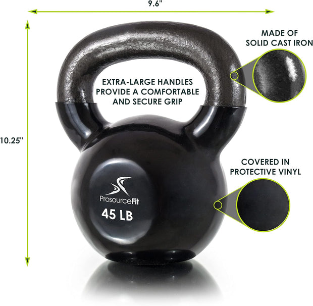 ProsourceFit Vinyl Coated Cast Iron Kettlebells for Full Body Fitness Workouts