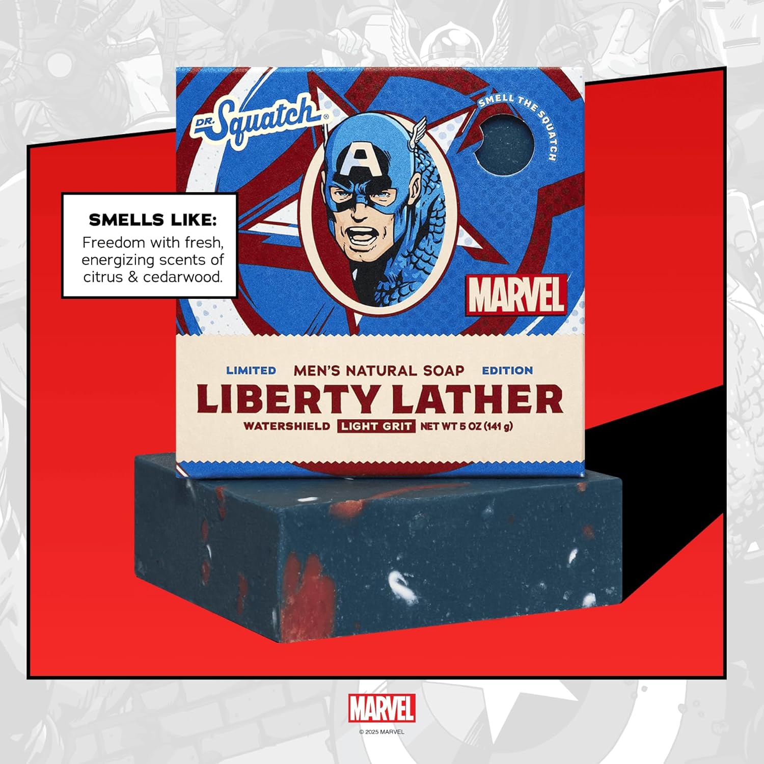 Dr. Squatch Avengers Natural 4 Soap Gift Set - Cold Process Soap with No Harsh Chemicals - Divine Storm, Liberty Shield