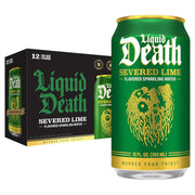 Liquid Death, Severed Lime, Lime-Flavored Sparkling Water, 12-Pack (12oz Cans), Low Calorie & No Artificial Sweeteners