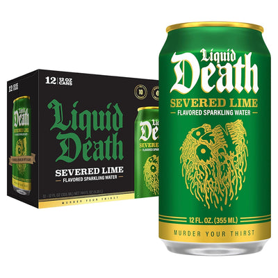 Liquid Death, Severed Lime, Lime-Flavored Sparkling Water, 12-Pack (12oz Cans), Low Calorie & No Artificial Sweeteners