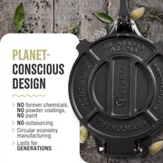 Victoria 8-Inch Cast Iron Tortilla Press HD Spherrous, Commercial-Grade Cast Iron Tortilla Maker, Roti Press, Pataconera Seasoned with Flaxseed Oil, Made in Colombia, Black