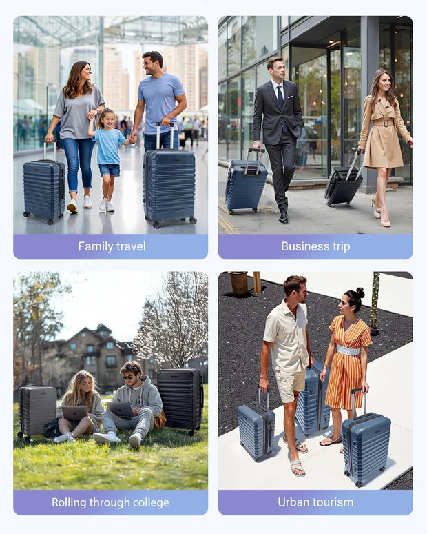 LIGHT FLIGHT Luggage Sets, 3 Piece Durable Suitcase Set with Spinner Wheels, 3 Pcs Hardside Lightweight luggage with TSA Lock, Large Checked Travel Suitcases, 20/24/28 Inch, Gray