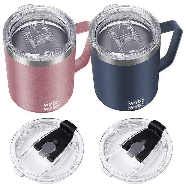 WETOWETO 14 oz Coffee Mug, Vacuum Insulated Camping Mug with Lid, Double Wall Stainless Steel Travel Tumbler Cup, Thermal Coffee Mug, Powder Coated Navy Blue