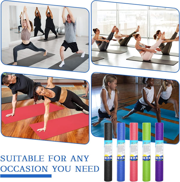 Yilloog 20 Pcs Yoga Mat Non Slip Exercise Workout Mat with Strap for Women Gym Fitness Home Supplies, 72 x 24 Inch