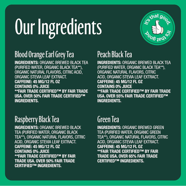 Zevia Organic Sugar Free Iced Tea, Tea Refresher Variety Pack, 12 Ounce Cans (Pack of 12)