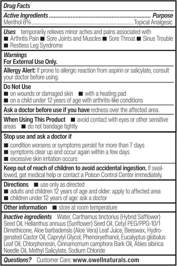 Owell Naturals Deep Penetrating Pain Relief Cream– Maximum Strength Formula for Joints & Muscles – Fast-Acting Comfort for Back, Knees, Hands, Legs & More, 14 oz