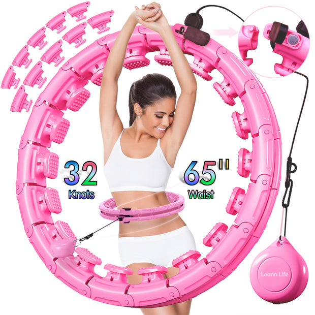 U5-16 Knots Waist 28”- 46”, Silent Smart Weighted Hula Hoop for Adults Weight Loss, Infinity Hoop Plus Size, Home Outdoors Fitness Exercise, Abdominal Toner