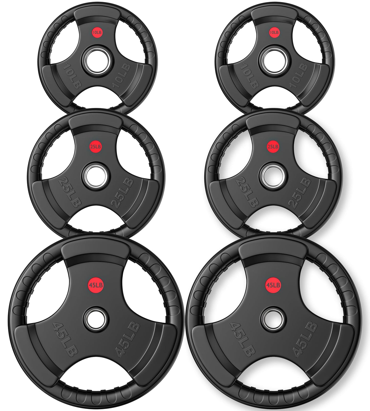 GIKPAL 2-inch Rubber Olympic Grip Weight Plates for Strength Training, Weightlifting in Home & Gym, Barbell Weights Plates Set (2.5/5/10/25/35/45 LB)