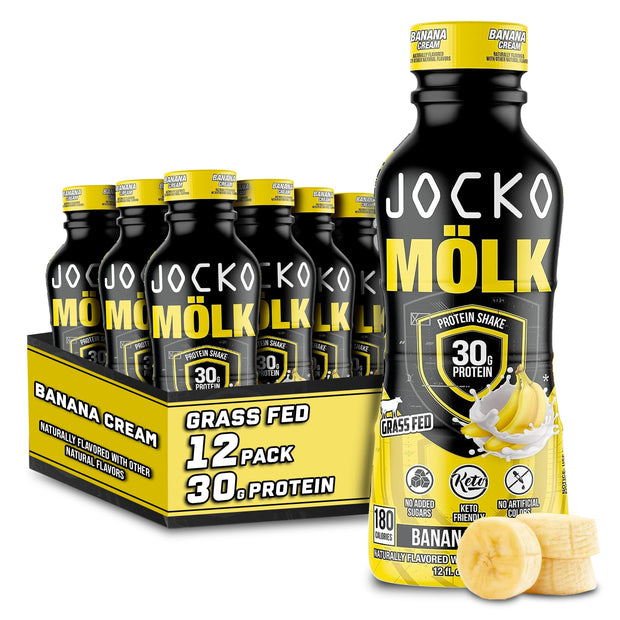 Jocko Mölk 30g Grass Fed Protein Shakes – No Added Sugar Protein Drinks KETO Friendly - Ready to Drink 12 FL Oz (Pack of 12) Chocolate