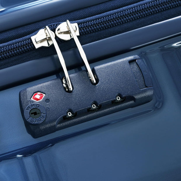 Merax 3 Luggage Sets, ABS Hardshell Suitcase Spinner Wheels with USB Port TSA Lock, Blue and Navy, 20/24/28 Inch