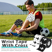TrelaCo 1 Pcs Wrist Tape Baseball Cross Athletic 2in x 23ft Cotton Cross Wrist Tape Serrated Edges for Fingers Ankles Injury Wrap, Football Baseball Hockey Soccer (White)