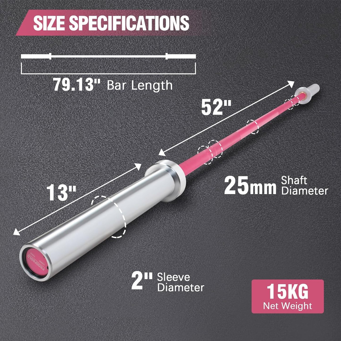 PROOFGOLD 6.6ft/7ft Olympic Barbell Bar 35Lb(15kg)/45LB(20kg) Barbell,Bench Press Bar for Squats and Deadlifts,Olympic Weight Bar for Home Gym,Womens Mens barbell(2inch),500LB/700LB/1000LB