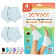 ZenToes Moisturizing Socks for Cracked Heel Treatment - Vitamin E, Olive Oil and Jojoba Oil Infused Heel Socks to Soften and Hydrate (Fuzzy Blue, Regular)