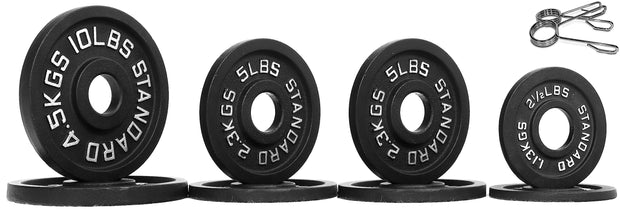 Olympic Cast Iron Plate for Strength Training and Weightlifting, Pairs, Sets or Set with Barbell, Multiple Sizes