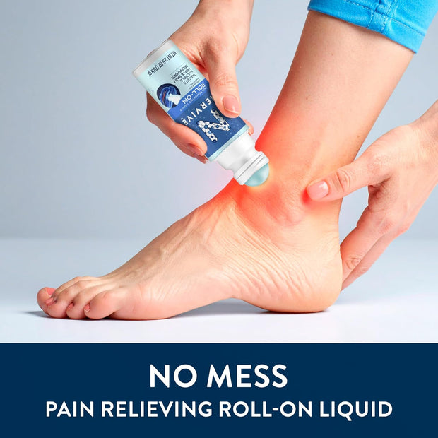 Nervive Pain Relieving Roll On Liquid, Max Strength No-Mess Topical Pain Reliever with Lidocaine and Menthol for Toes, Feet, Fingers, Hands, Legs & Arms, 2.5oz