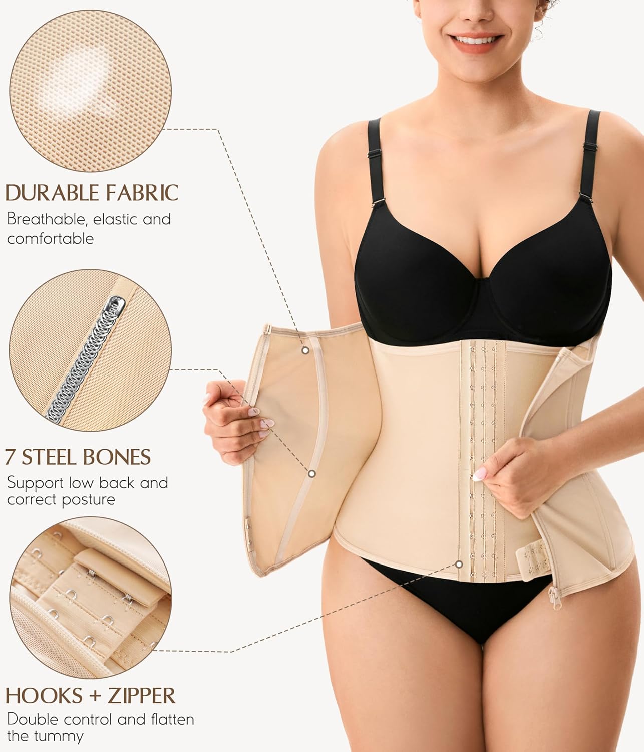 MERYOSZ Zipper Waist Trainer for Women - Mesh Corset Shapewear Tummy Control Body Shaper Waist Cincher Postpartum Girdle