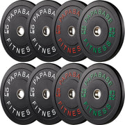 Papababe Weight Plates, 2-Inch Weights Plates Set, Floor Protective Rubber Weight Plates, 10-600lbs Bumper Plates for Barbell Strength Training & Weightlifting (Single/Pair/Full Set)