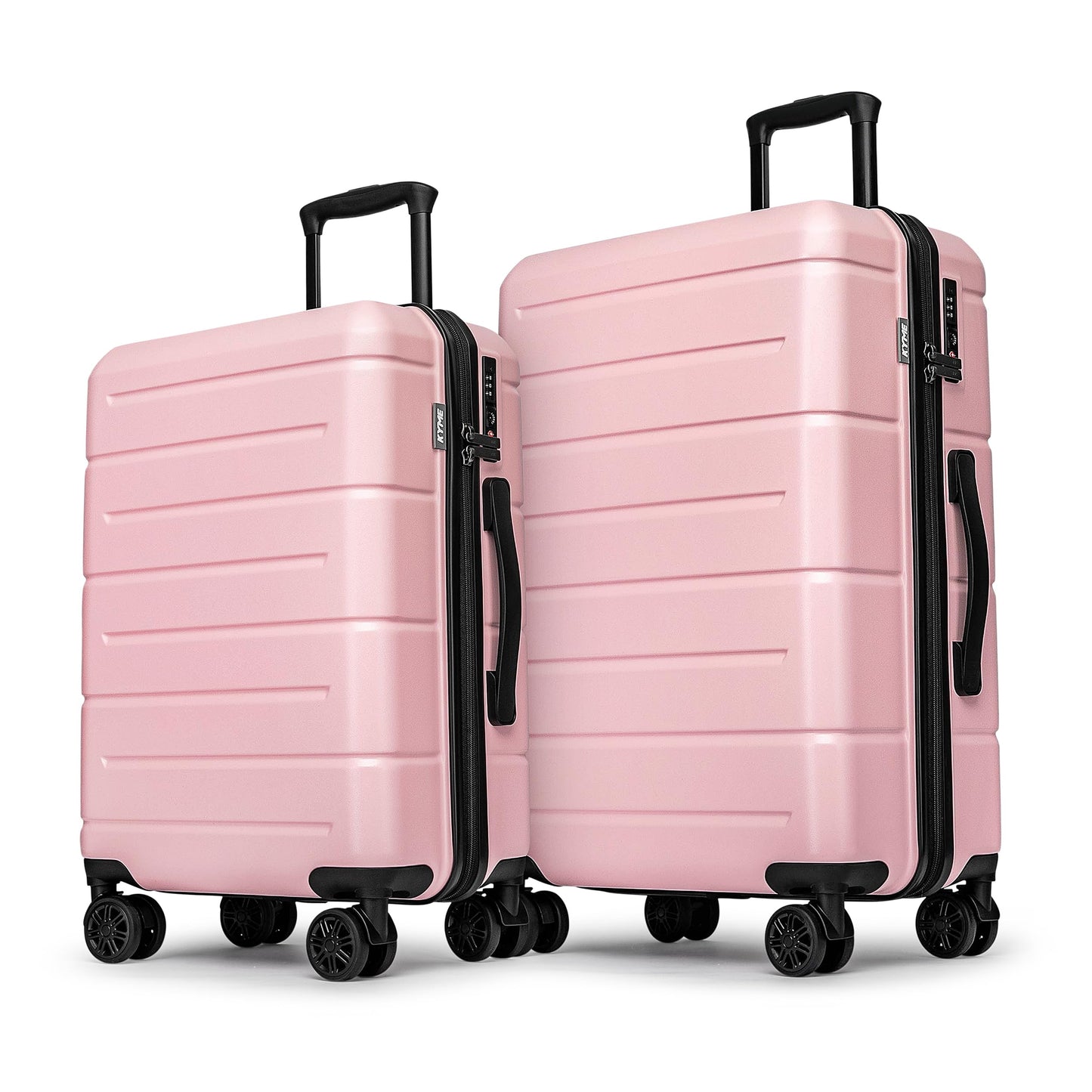 KYME Pink Luggage Sets 3 Piece (22in/26in/30in) Hard Shell Suitcases with Wheels Hardside Suitcase Set with TSA Lock Travel Rolling Luggage Set for Women Men