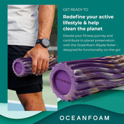 Oceanfoam Ripple Travel Foam Roller (11" x 3.35") Firm Mini Foam Roller for Physical Therapy, Deep Tissue Massage, Back Pain - High Density, Ergonomic Wave Textured - Yoga, Exercise (Black Marbled)