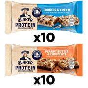 Quaker Protein Granola Bars, 2 Flavor Variety Pack, 10g Protein, 1.41 oz Bars, 20ct