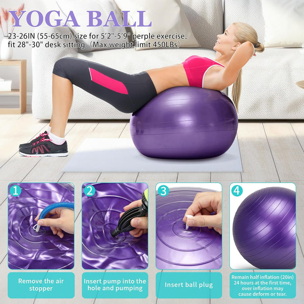 Yoga Wheel Set, Wheel Foam Roller for Back Pain & Stretching, Yoga Blocks 2 Pack with Strap, Trigger Point Therapy Massage Ball for Deep Tissue, 500lbs Capacity, Back Cracker Roller