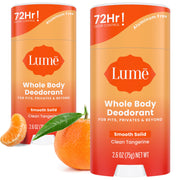 Lume Whole Body Deodorant - Smooth Solid Stick - 72 Hour Odor Control - Aluminum Free, Baking Soda Free and Skin Safe - 2.6 Ounce (Pack of 2) (Soft Powder)