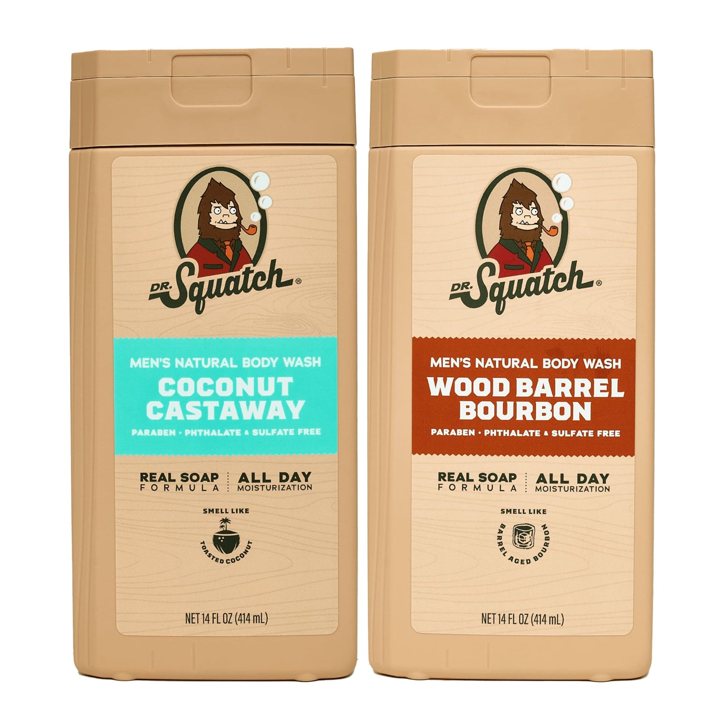 Dr. Squatch NEW Body Wash for Men with Nourishing, Natural Ingredients | No Paraben, Phthalate, Sulfate | All Day Moisture | Long Lasting Scent | Pine Tar & Fresh Falls (14 oz, 2-Pack)