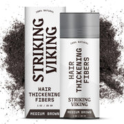 Striking Viking Hair Building Fibers for Thinning Hair (Black) 28g – Natural – Long-Lasting Powder for Undetectable, Thicker Look for Men & Women - Hair Fibers