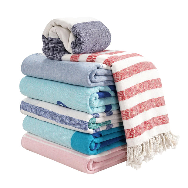 LANE LINEN 6 Pack Oversized Pre-Washed Lightweight Quick Dry Coral Beach Towels - 39"x71"