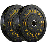 Papababe Weight Plates, 2-Inch Weights Plates Set, Floor Protective Rubber Weight Plates, 10-600lbs Bumper Plates for Barbell Strength Training & Weightlifting (Single/Pair/Full Set)