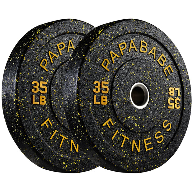 Papababe Weight Plates, 2-Inch Weights Plates Set, Floor Protective Rubber Weight Plates, 10-600lbs Bumper Plates for Barbell Strength Training & Weightlifting (Single/Pair/Full Set)