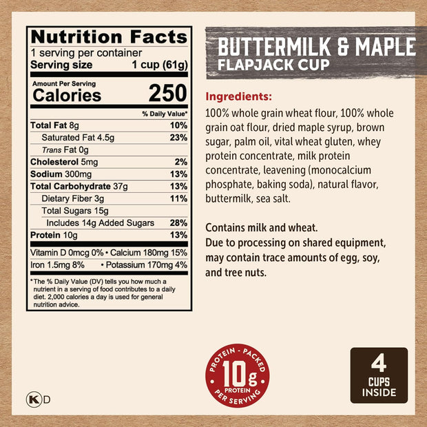 Kodiak Cakes Protein Pancake On The Go Flapjack Cups Mix; Buttermilk, Chocolate Chip, & S’mores Variety Pack