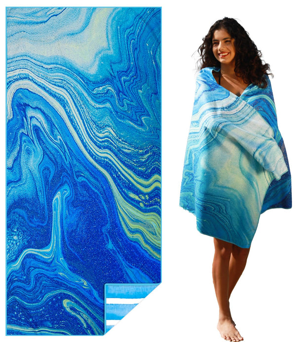 Microfiber Thin Lightweight Beach Towel Sand Free Quick Dry Absorbent Compact Towels for Swimming Pool Camping Beach Accessories Large Easy Pack Travel Things for Vacation Essentials Adult Gift