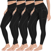MIRITY High Waist Yoga Leggings with Pockets for Women - Buttery Soft Workout Stretchy Yoga Pants Pack of 4